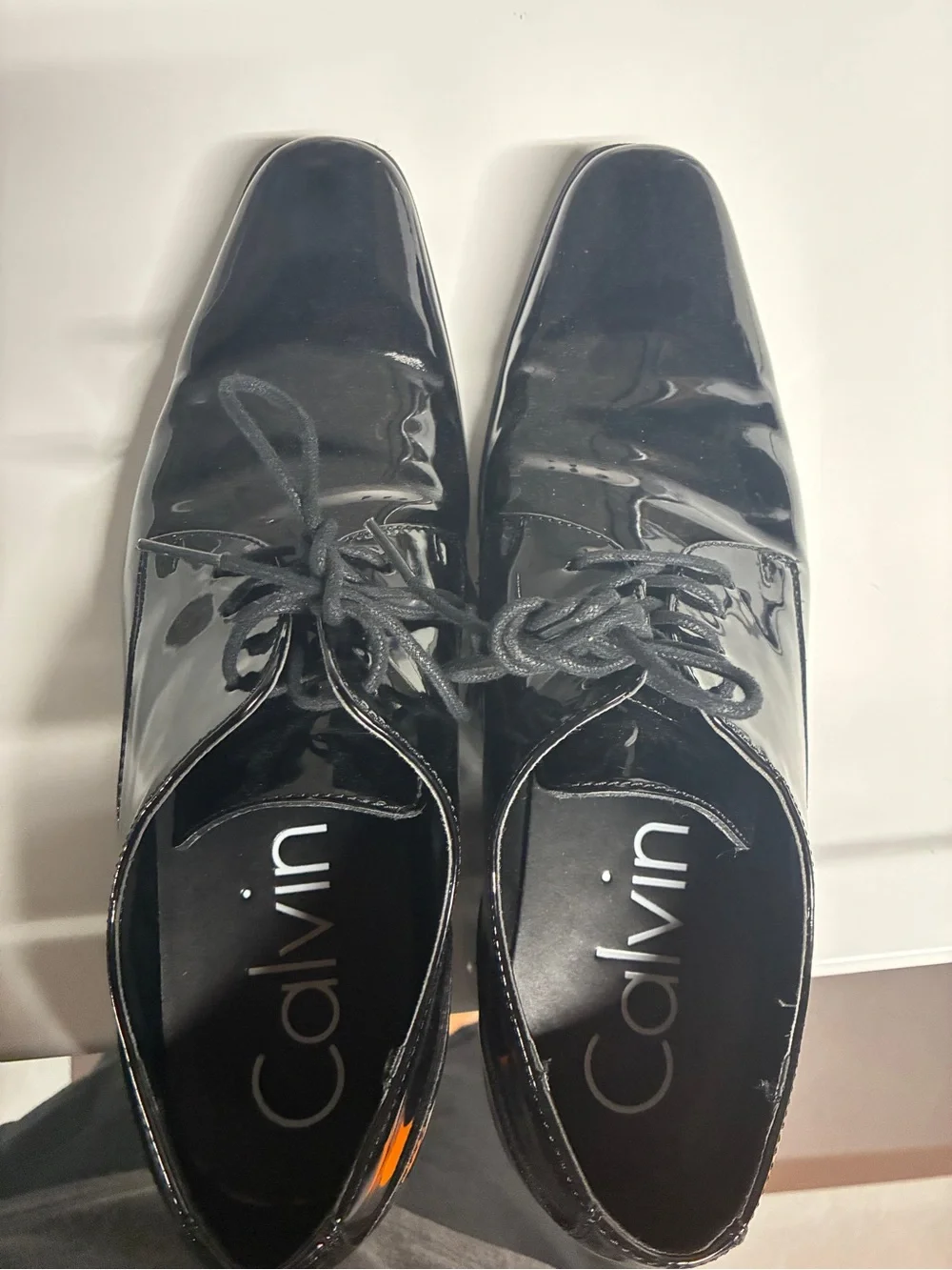 Calvin Klein Black Patent Leather Lace-Up Oxfords